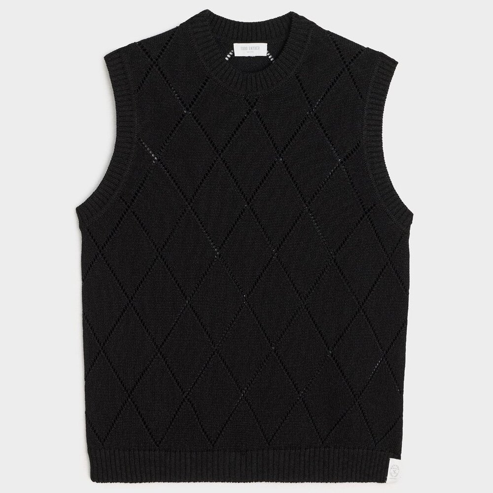 Todd Snyder Argyle Sweater Vest Black Men's Large NWT